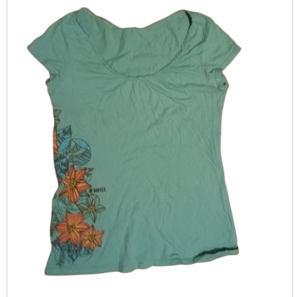 O'Neill Women's Teal Floral Short Sleeve Top